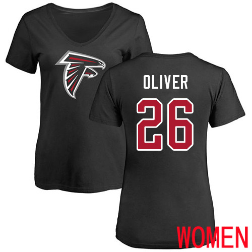 Atlanta Falcons Black Women Isaiah Oliver Name And Number Logo NFL Football #26 T Shirt->atlanta falcons->NFL Jersey